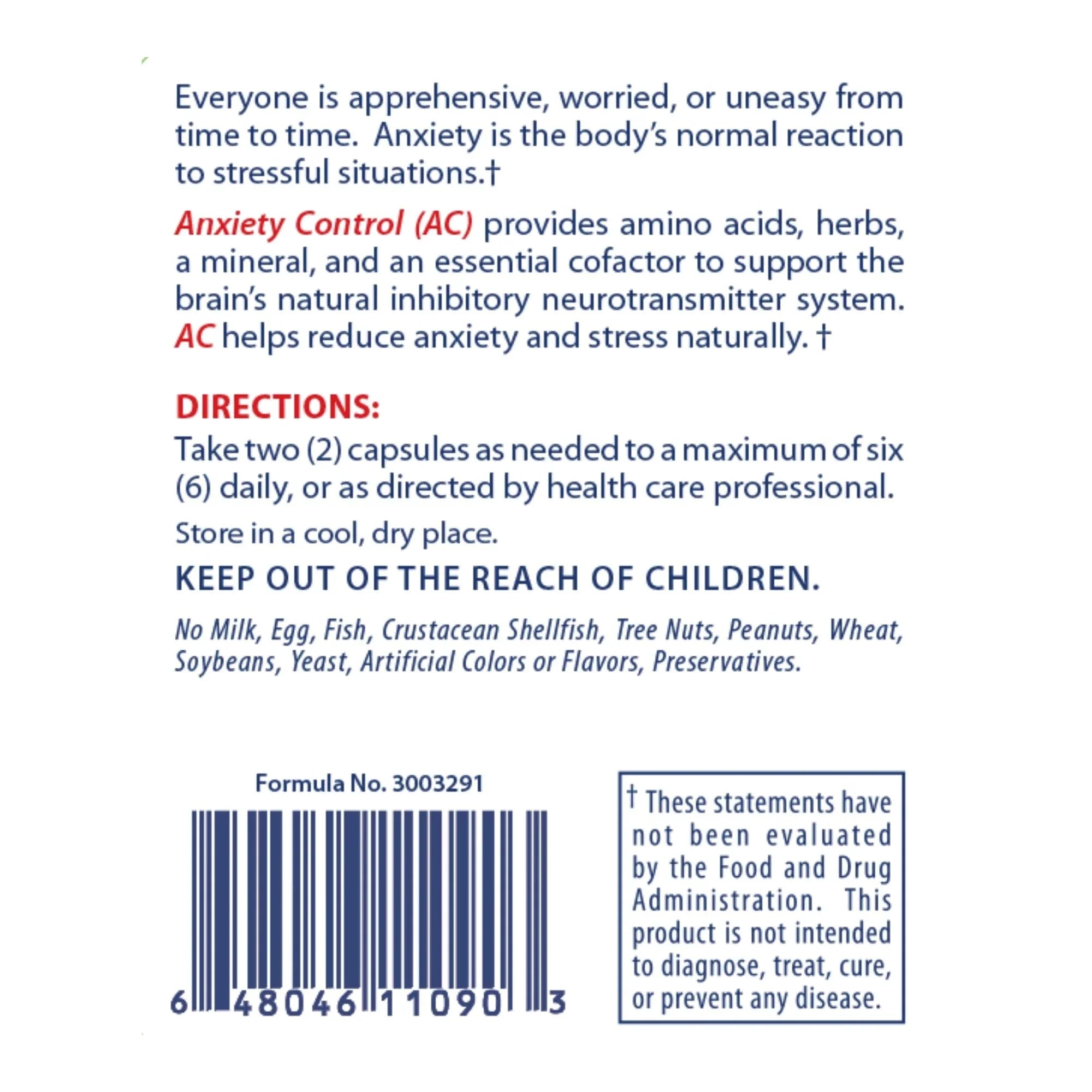 Anxiety Control 24® - Natural Anxiety Stress Support - Pain & Stress Center
