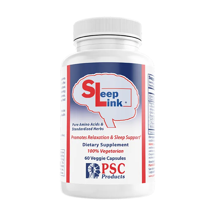 Sleep Link dietary supplement bottle on a white background