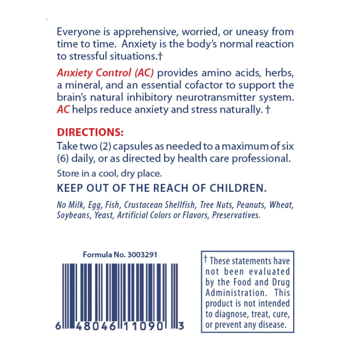 Anxiety Control 24® - Natural Anxiety Stress Support - Pain & Stress Center