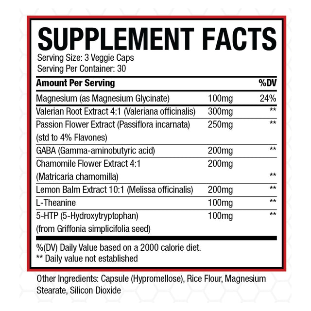 Supplement facts label with various extracts and their amounts per serving