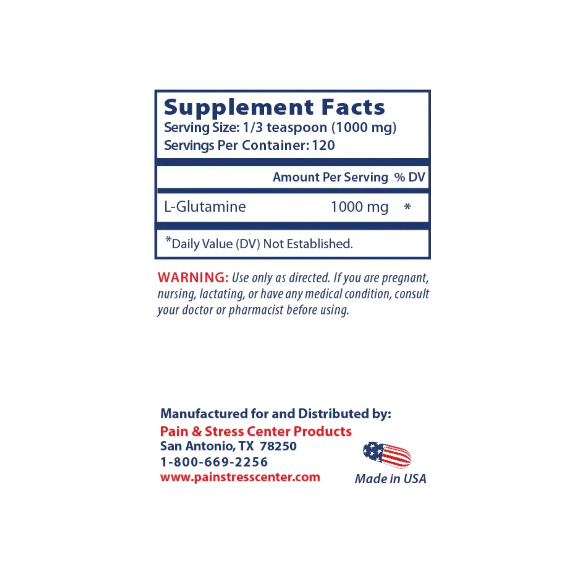 Super Glutamine 1000 Powder - Pain & Stress Center